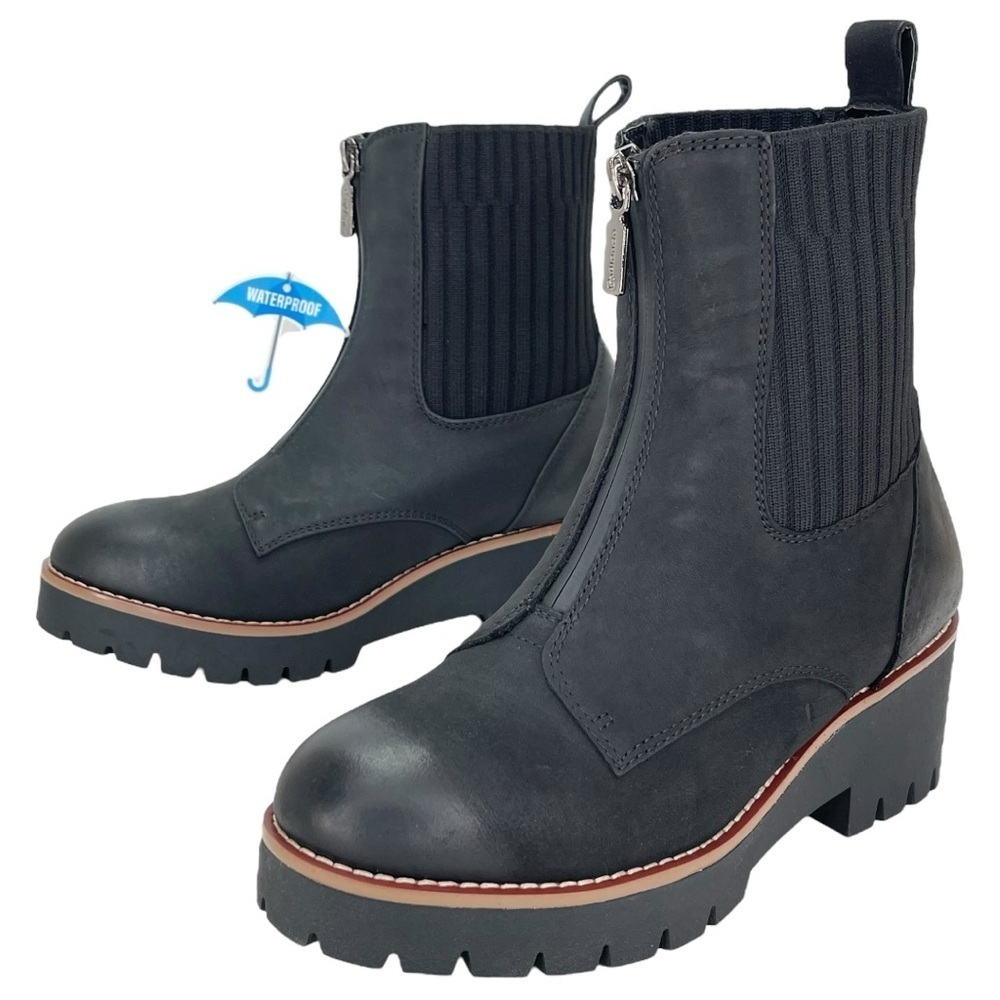 Aqua College Dream Black Nubuck Leather Waterproof Womens Ankle Boots Size 6.5M - Picture 9 of 13